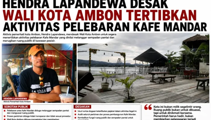 HENDRA LAPANDEWA desak wali kota tertibkan aktivitas pelebaran kafe mandar 